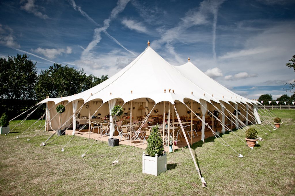 A shot of our Traditional Petal Pole Wedding Marquee