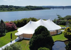 Wide shot of our Traditional Pole wedding marquee
